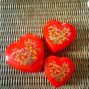 Vintage Set of three nesting heart containers